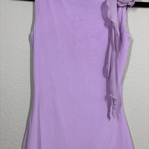 Princess Polly Size 2 Lorello Mini Sheath Dress Purple Asymmetric Flower Trim - Picture 4 of 10